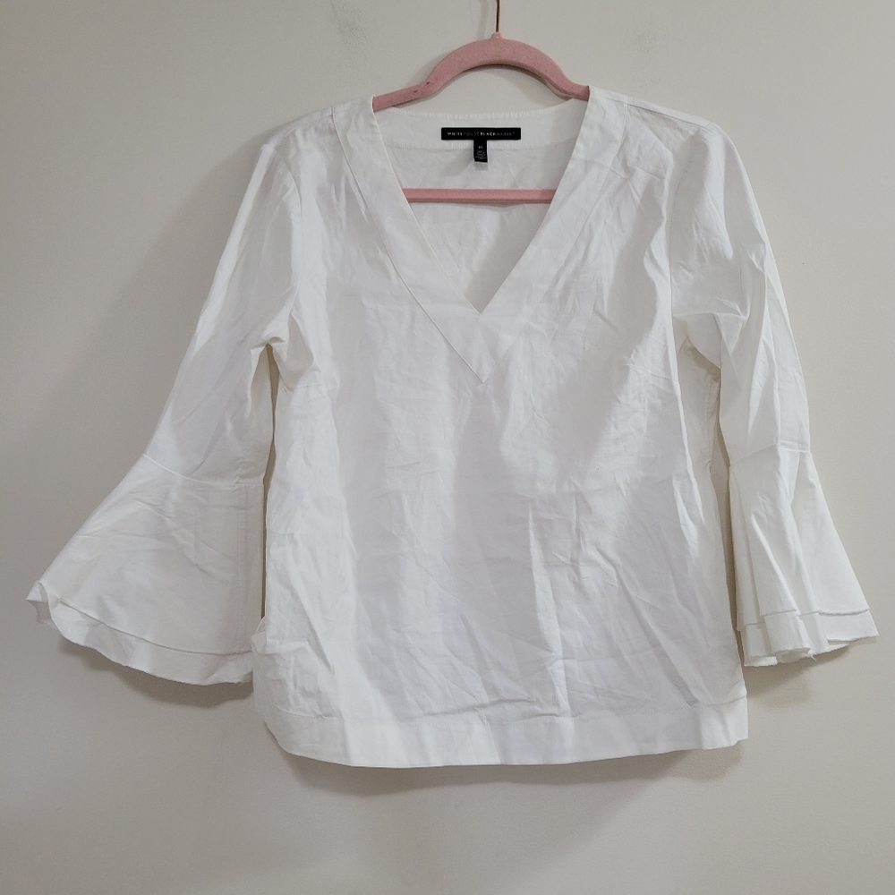 White house black market white bell sleeve blouse 10